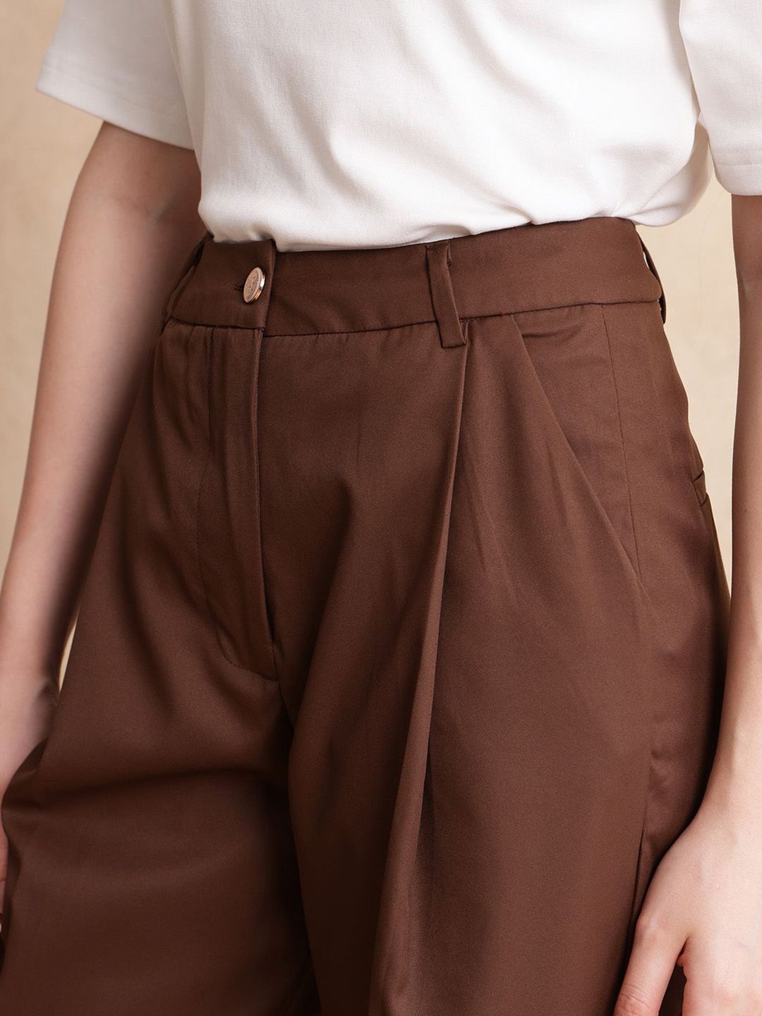 RAREISM Women Tailored Flared High-Rise Trouser