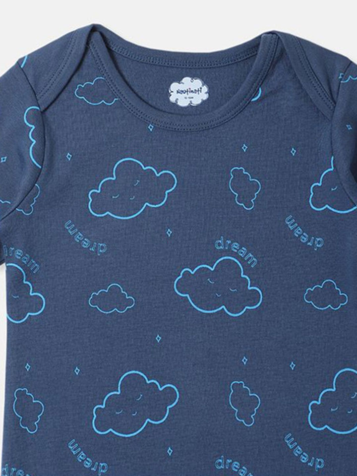 Nautinati's Infants' Cotton Interlock Boys Pack Of 2 Cloud Print Onesie
