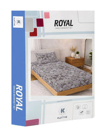 KLOTTHE Brown Geometric Printed Flat 300 TC Single Bedsheet with 1 Pillow Cover