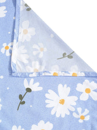 Aura Blue Floral Polycotton 300 TC King Fine Bedsheet with 2 Pillow Covers-98 x 89 inches