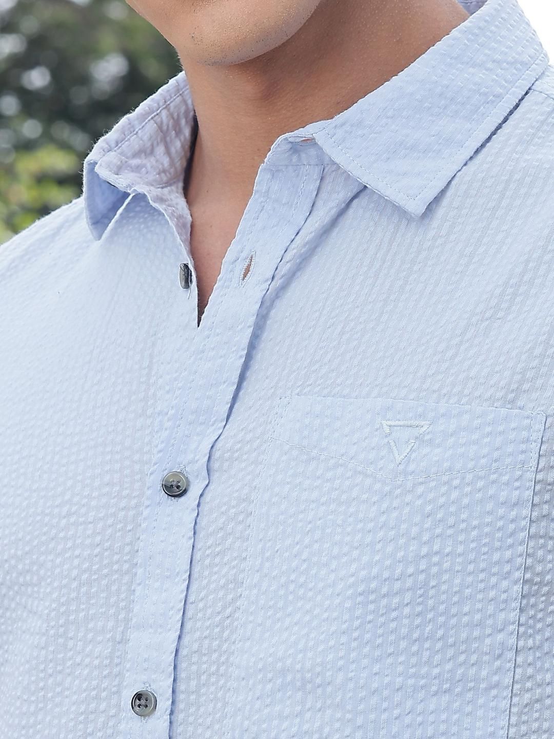Thomas Scott Men Classic Slim Fit Seersucker Casual Shirt