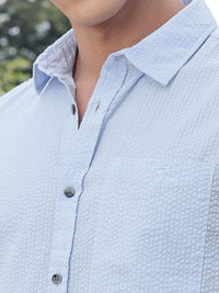 Thomas Scott Men Classic Slim Fit Seersucker Casual Shirt