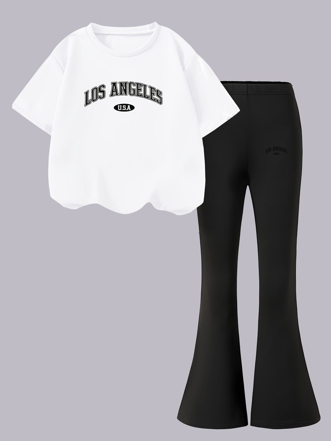 YK Girls Typography Printed T-shirt With Trouser