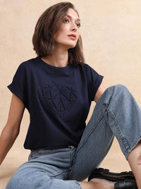 RAREISM Women Printed Extended Sleeves Pockets T-shirt