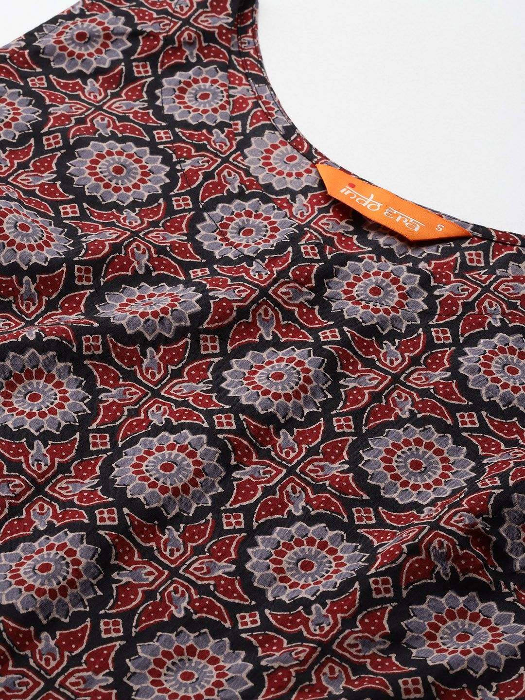 Indo Era Ajrakh Printed Regular Pure Cotton Kurta with Salwar