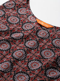 Indo Era Ajrakh Printed Regular Pure Cotton Kurta with Salwar