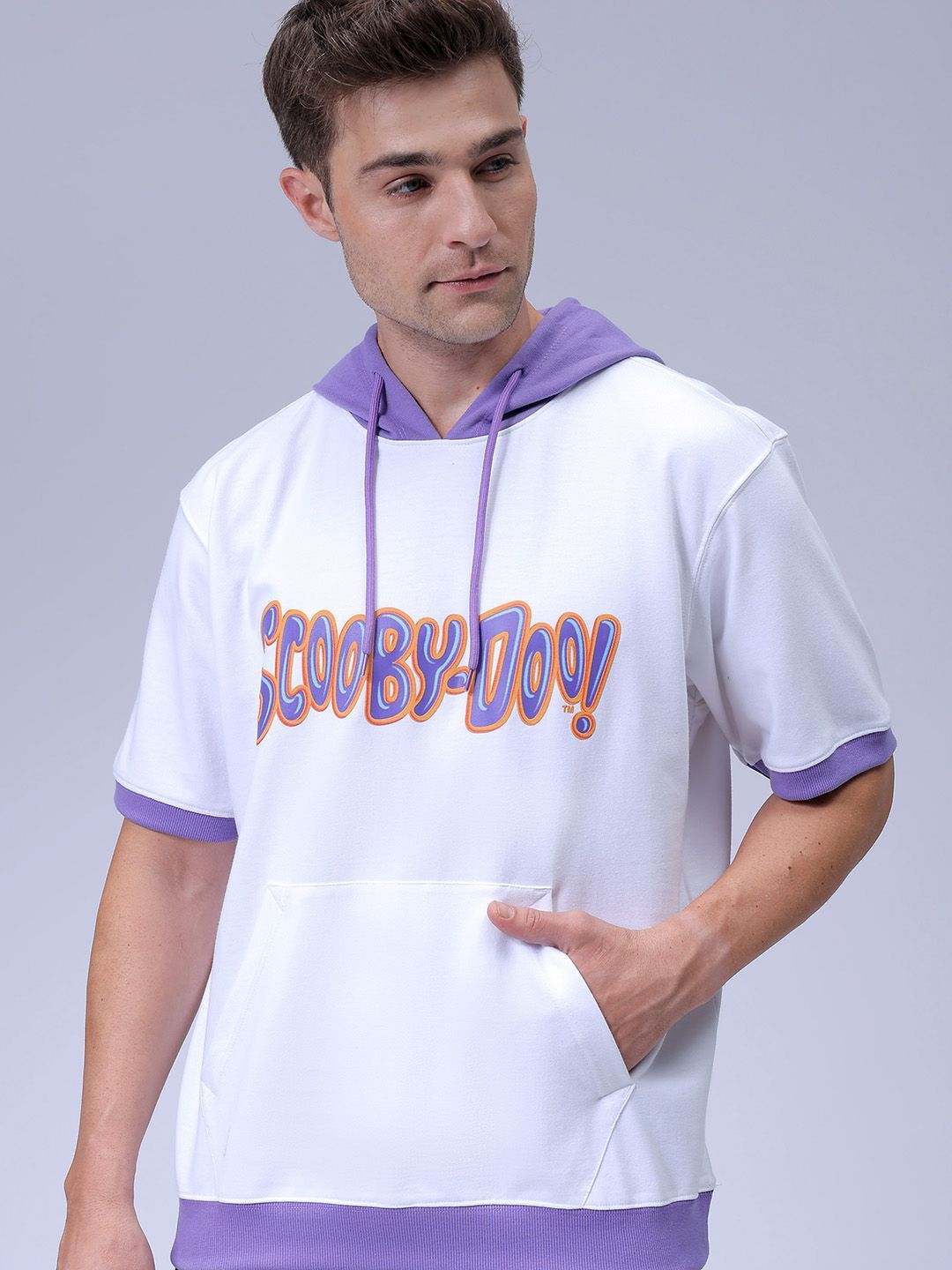 The Indian Garage Co Men Oversized Scooby-Doo Printed Overhead Hooded Sweatshirt