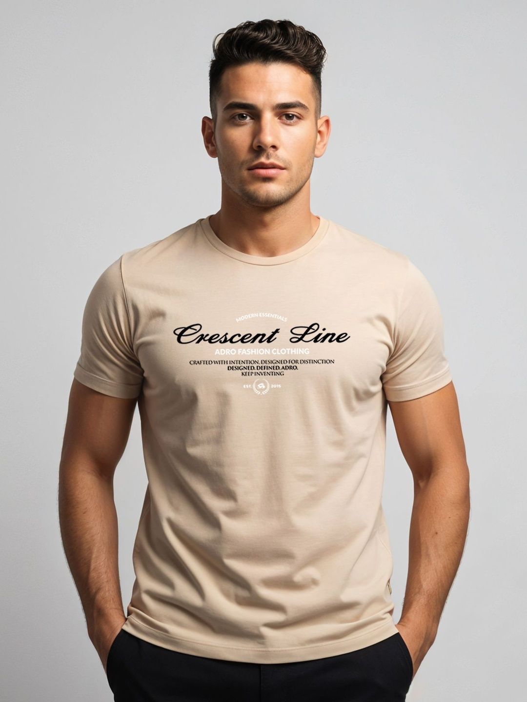 ADRO Typography Printed Short Sleeves Cotton Regular Fit T-shirt
