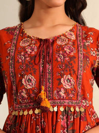 Mamicha Floral Print Fit & Flare Maxi Dress