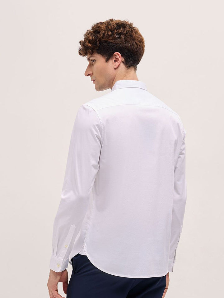 THE BEAR HOUSE Men Button-Down Collar Solid Cotton Casual Shirt