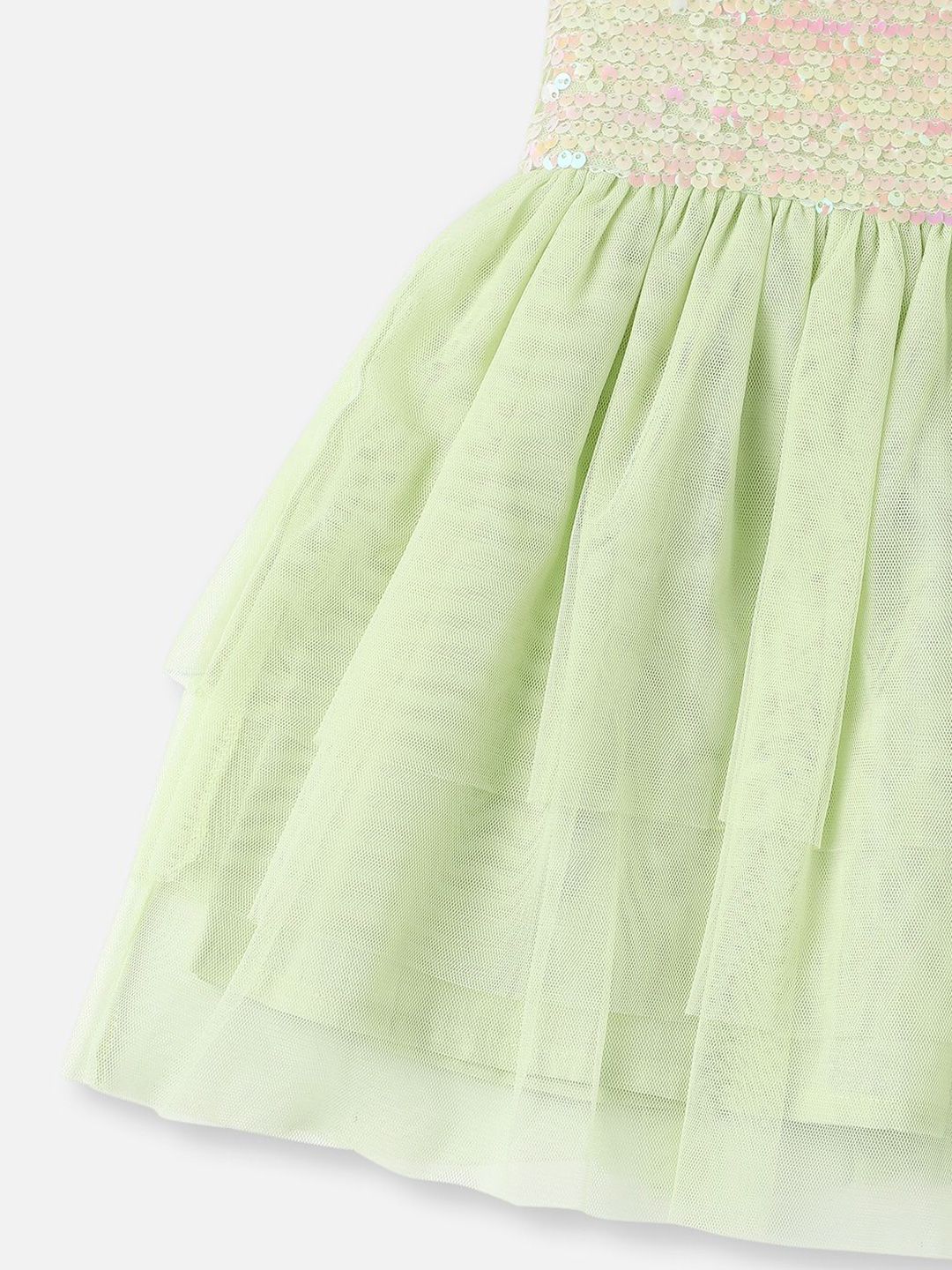 Nauti Nati Girls Net Sequined Fit & Flare Dress with Bow Detail