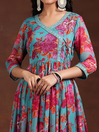 Libas Women Floral Printed Pleated Sequinned Kurta with Trousers & With Dupatta