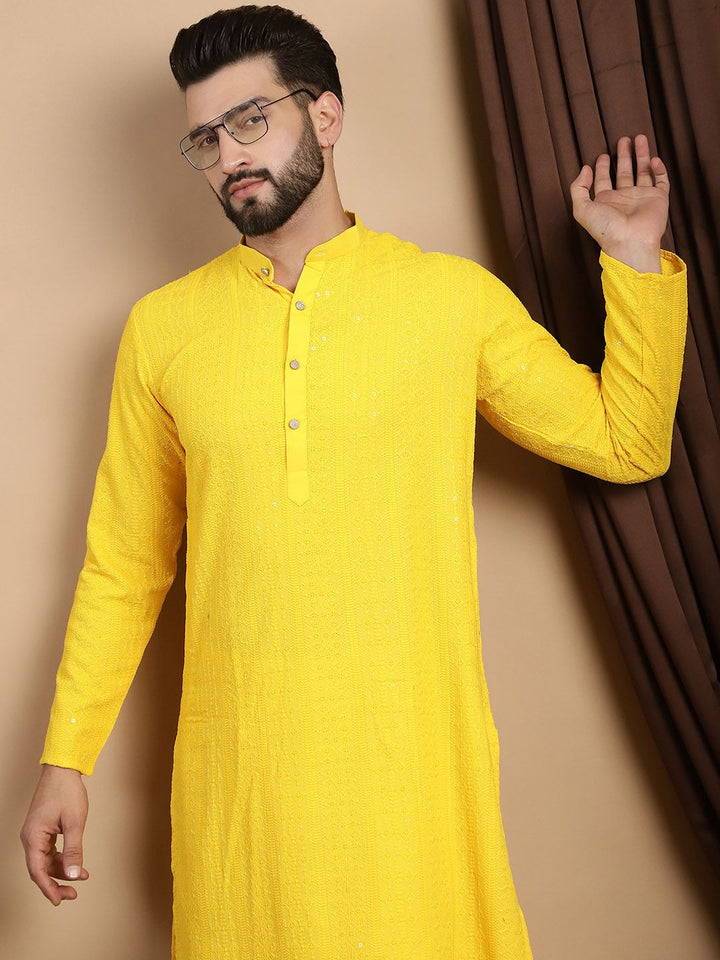 Anouk Embroidered Pure Cotton Sequinned Straight Kurta