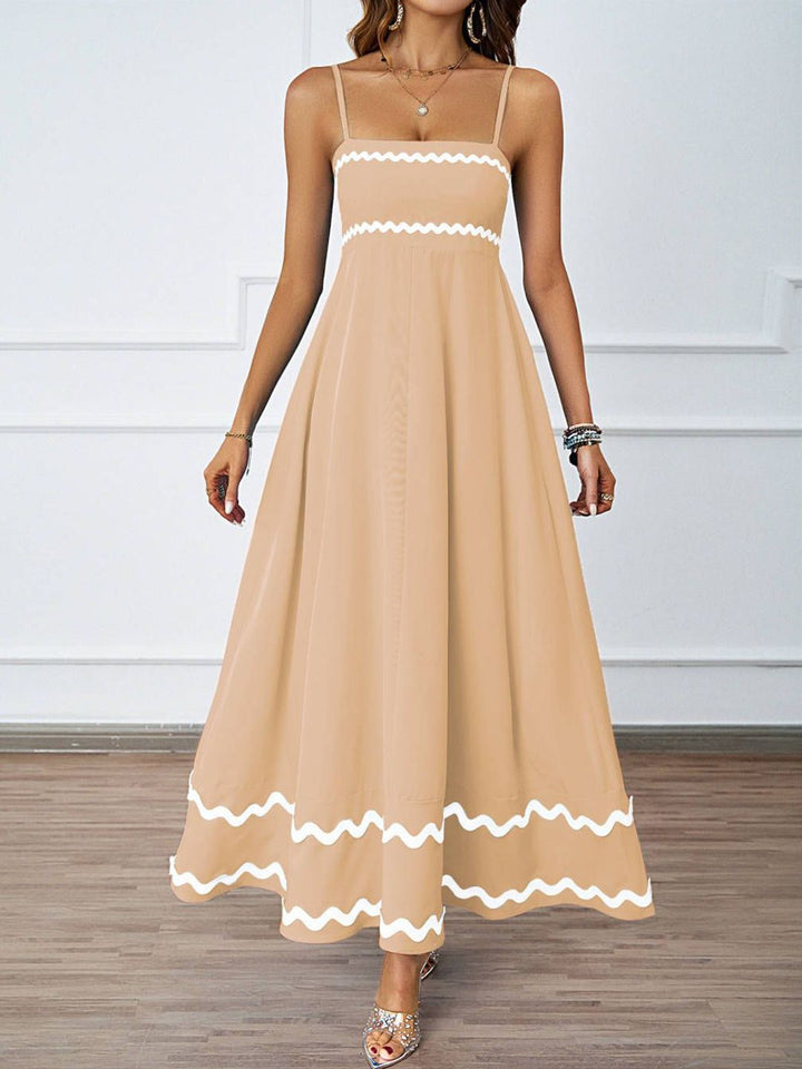 all about you Women Solid Square Neck Shoulder Straps Maxi Dress