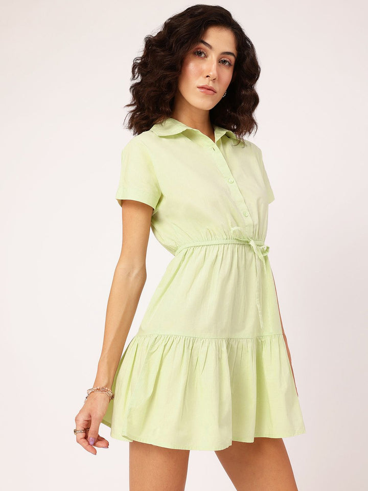 DressBerry Girly Glam Tie-Up Waist A-Line Mini Dress
