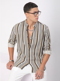 VASTRADO Men Classic Slim Fit Multi Stripes Opaque Striped Casual Shirt
