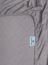 Klotthe Grey Floral Timbul Dilengkapi Cadar 300 TC King dengan 2 Sarung Bantal
