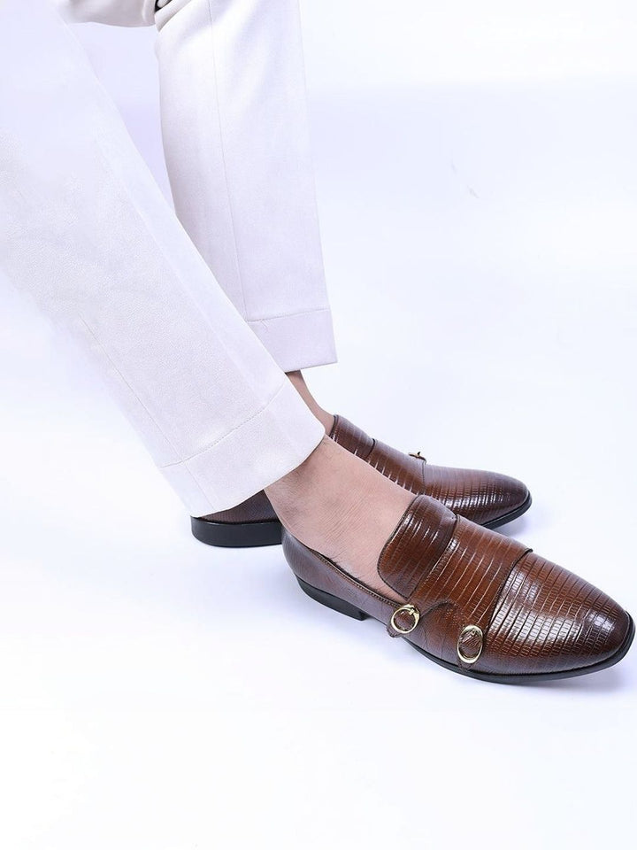 MONKSTORY Men Atelier 1970 Textured Double Formal Monk Shoes