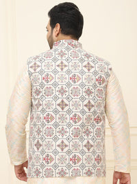 SOJANYA PLUS Men Printed Nehru Plus Size Jacket