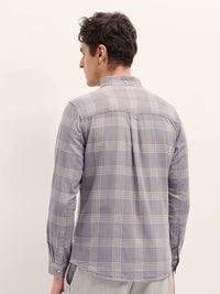 THE BEAR HOUSE Men Slim Fit Button-Down Collar Checked Cotton Casual Shirt