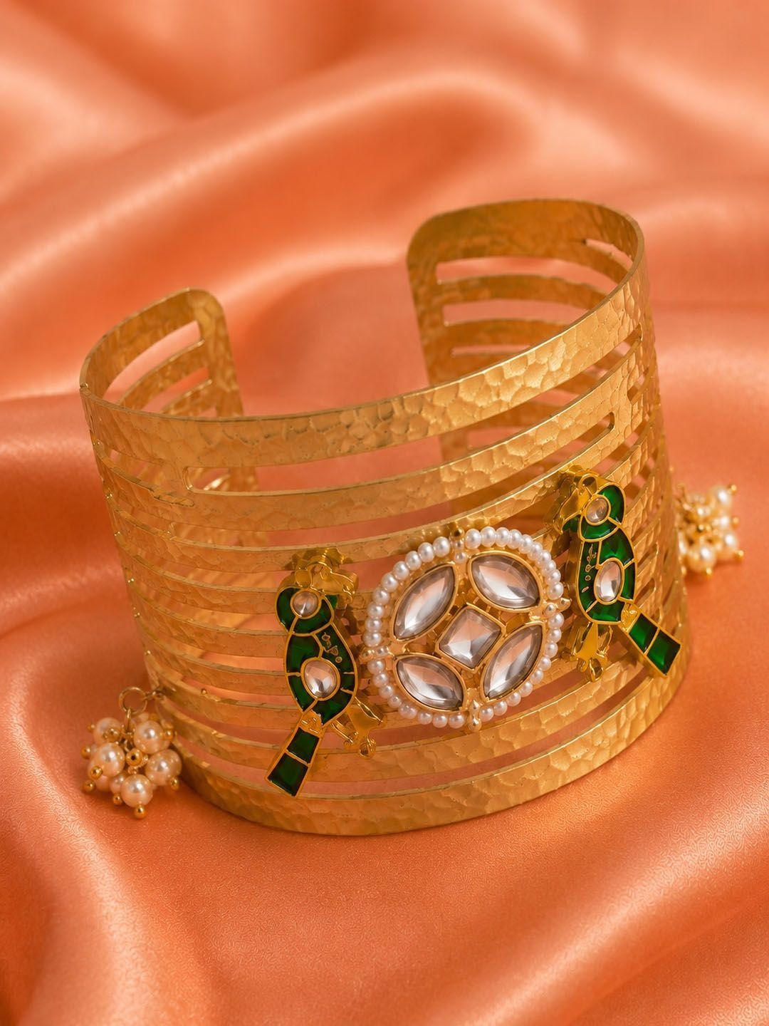 Gelang Cuff Bersalut Emas PANASH Wanita Tembaga Enamel