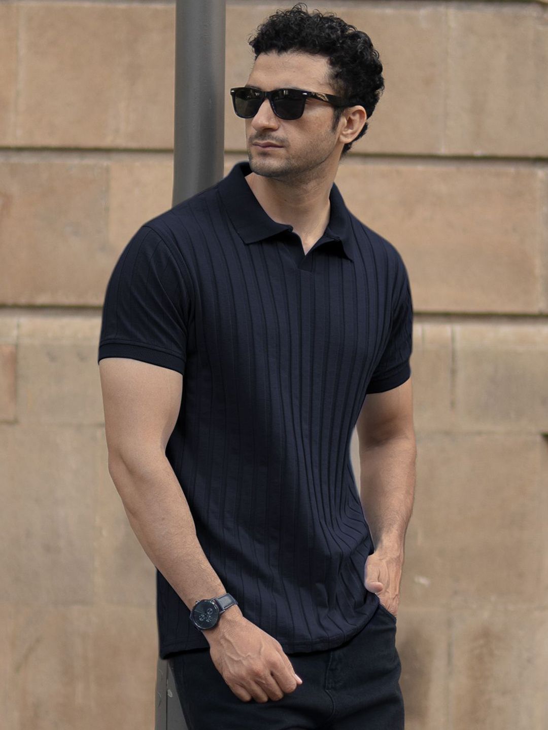Powerlook SS25 Self Design Polo Collar T-Shirt