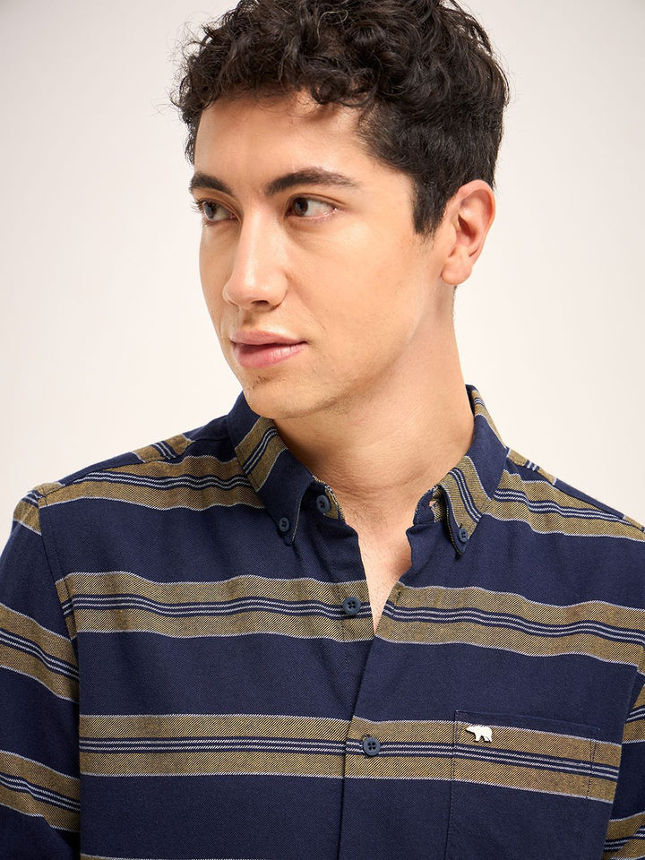 THE BEAR HOUSE Men Slim Fit Striped Casual Shirt