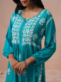 Rumah Chikankari Kurta Chikankari Biasa Wanita dengan Seluar