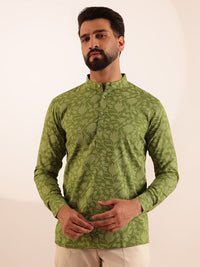 Anouk Floral Printed Mandarin Collar Short Kurta