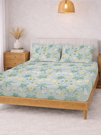 KLOTTHE Green Floral 300 TC Cadar King