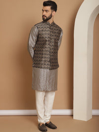 Anouk Woven Design Regular Kurta With Churidar & Nehru jacket