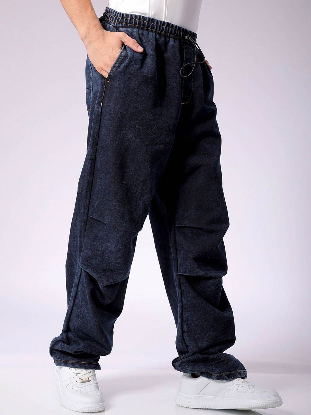 The Indian Garage Co Men Mid Rise Baggy Tapered Fit Utility Denim Jogger