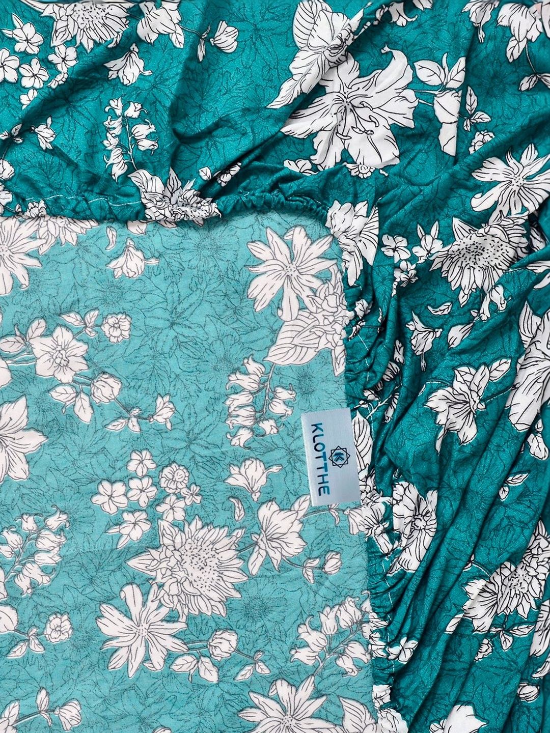 KLOTTHE Green Floral Printed 300 TC Single  Bedsheets