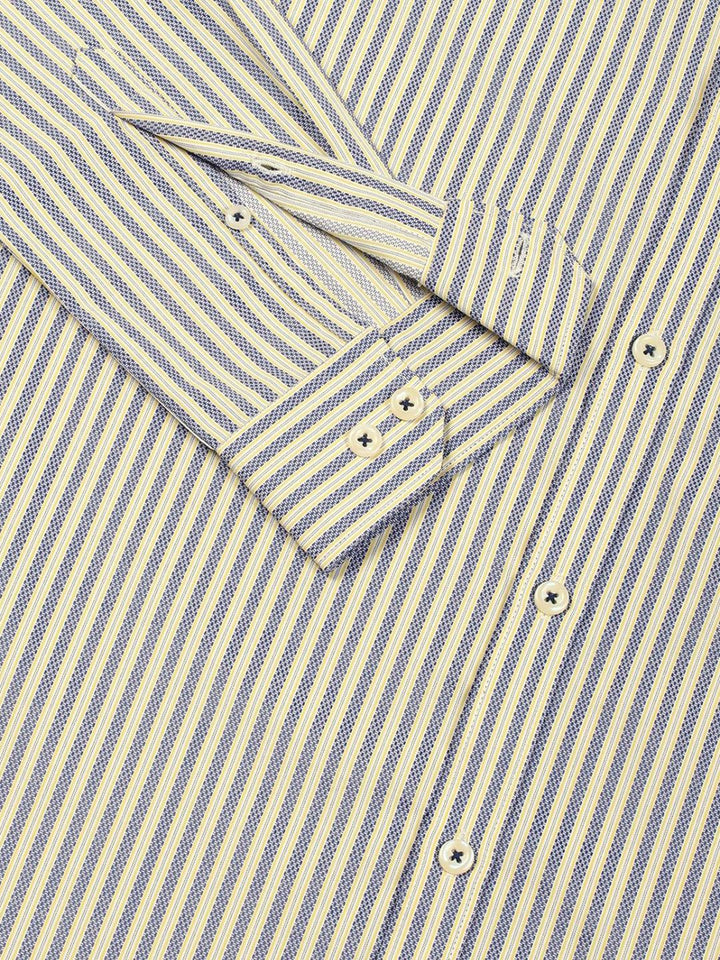 Thomas Scott Men Smart Spread Collar Pinstripes Striped Cotton Formal Shirt