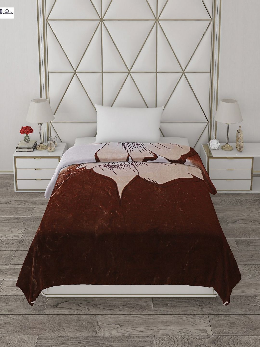 Monte Carlo Pink & Brown Floral Mild Winter 500 GSM Single Bed Blanket