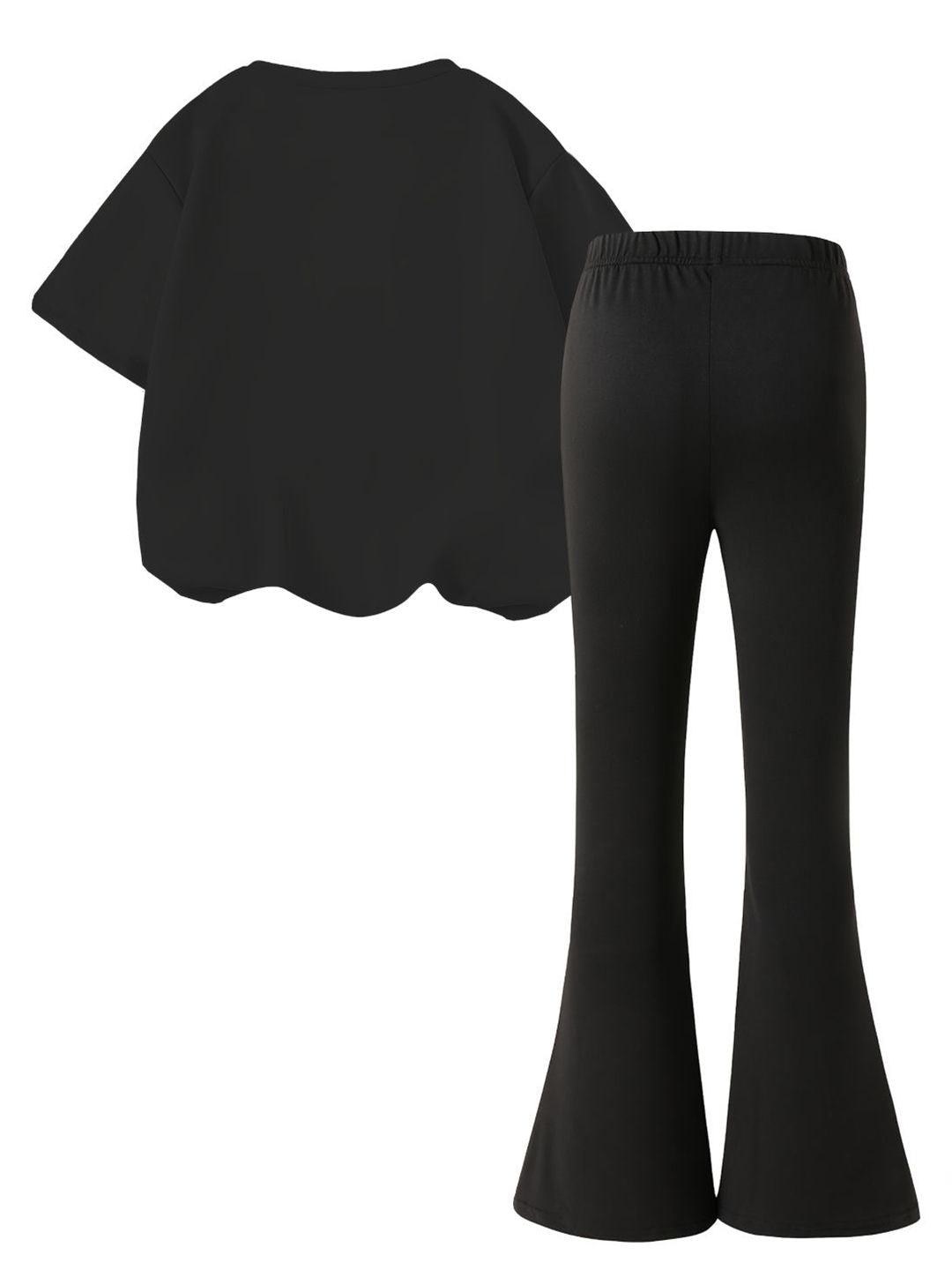 YK Girls Printed Round Neck T-shirt With Trousers