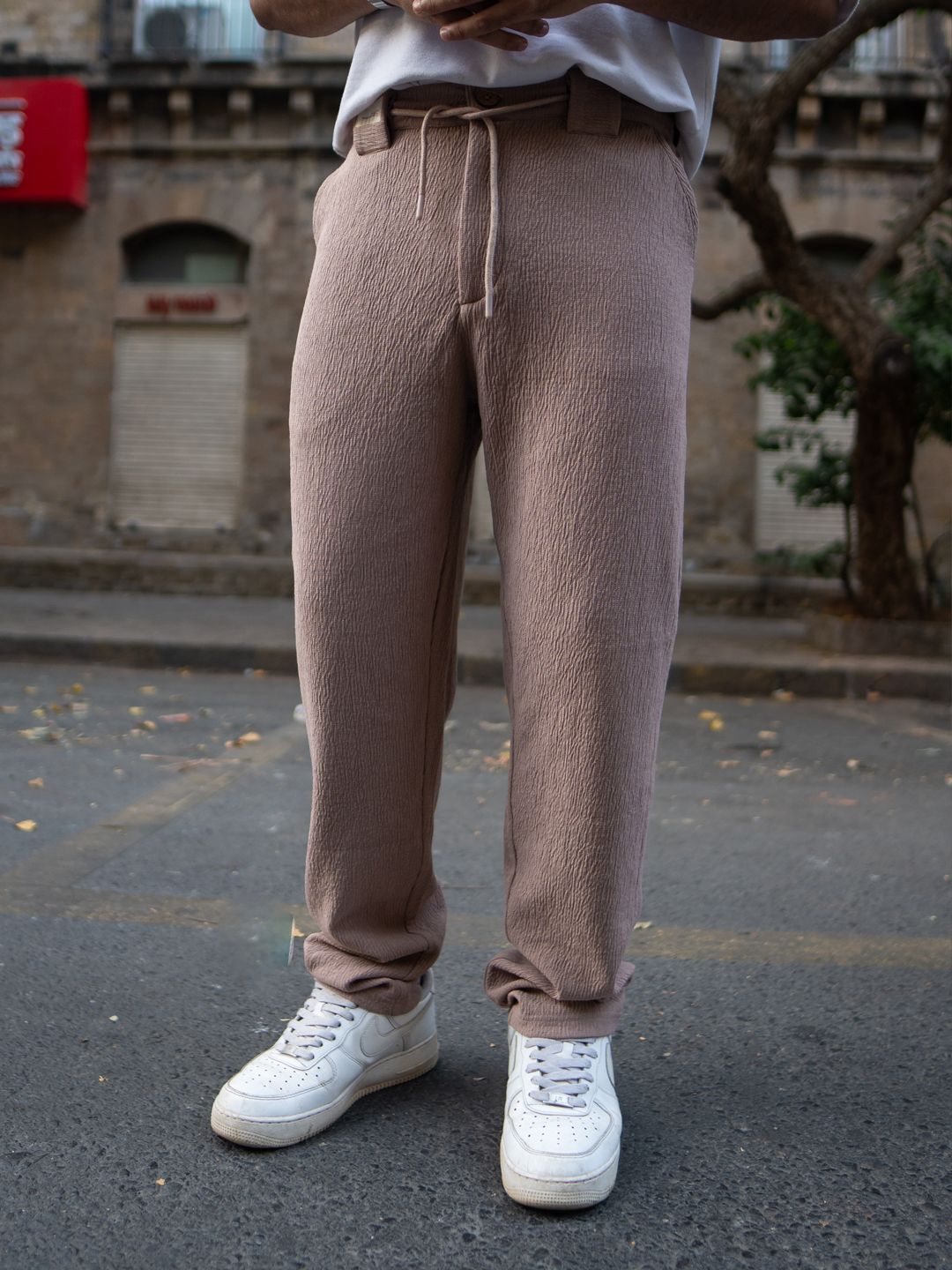 Powerlook Men Dark Beige Knit Pant