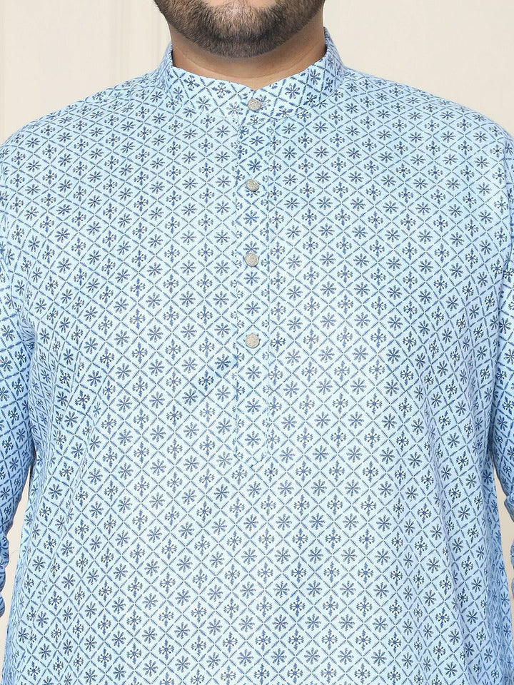 SOJANYA PLUS Floral Embroidered Thread Work Cotton Linen Straight Kurta with Pyjamas