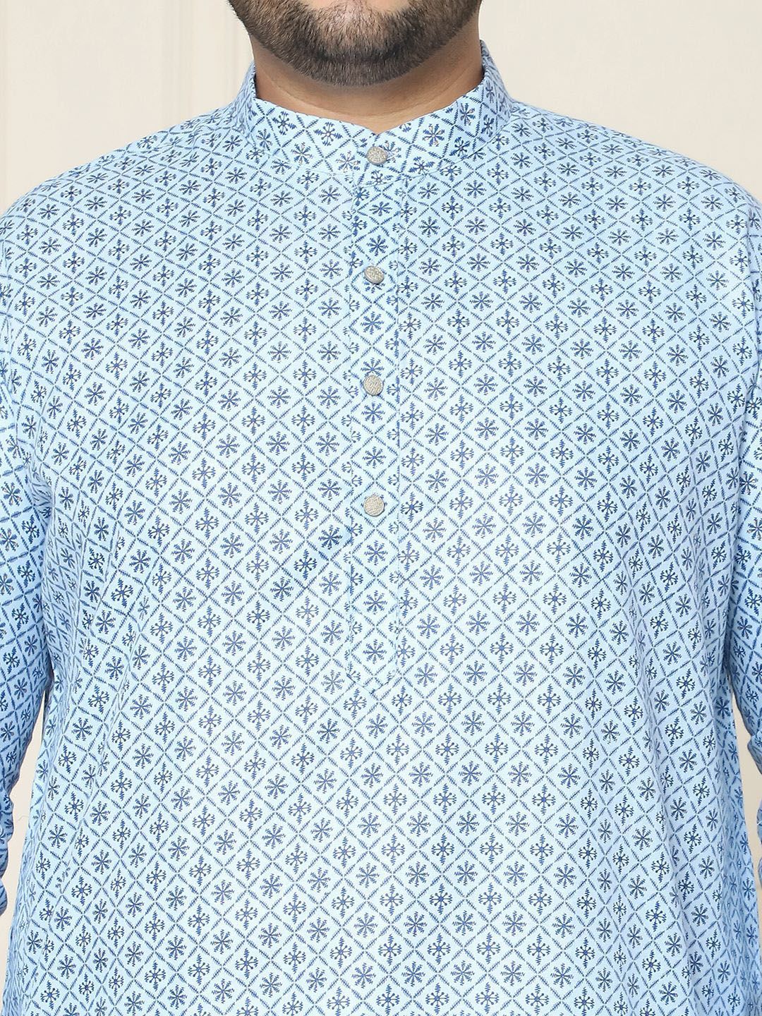 SOJANYA PLUS Floral Embroidered Thread Work Cotton Linen Straight Kurta with Pyjamas