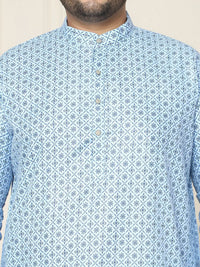 SOJANYA PLUS Floral Embroidered Thread Work Cotton Linen Straight Kurta with Pyjamas