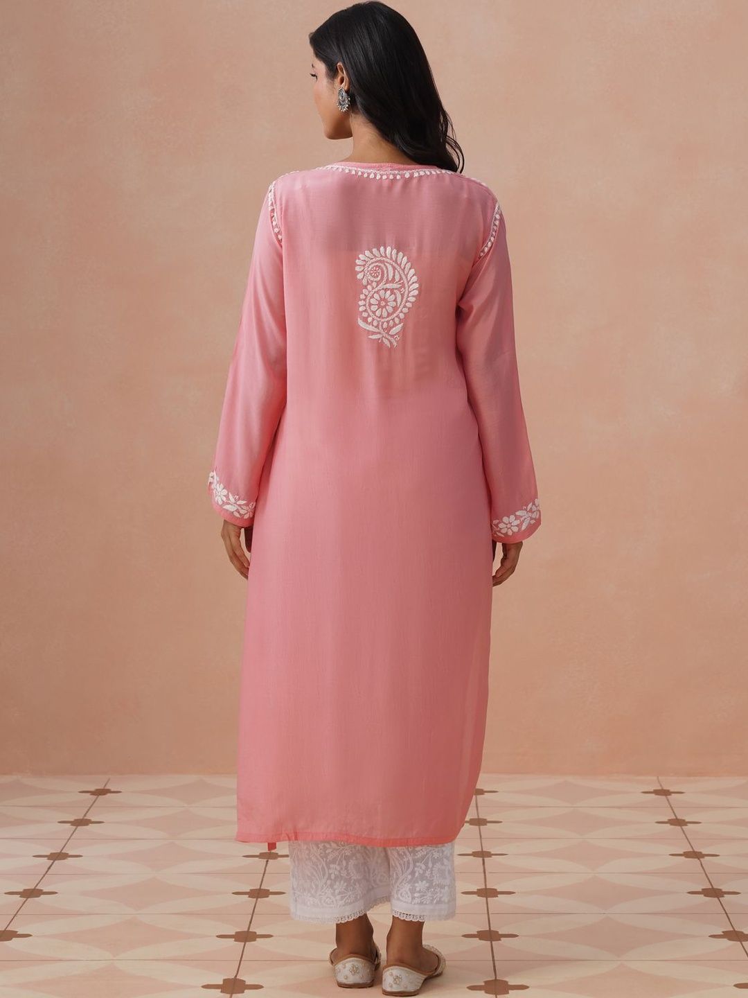 Rumah Chikankari Wanita Sulam Chikankari Cetakan Indie Kurta