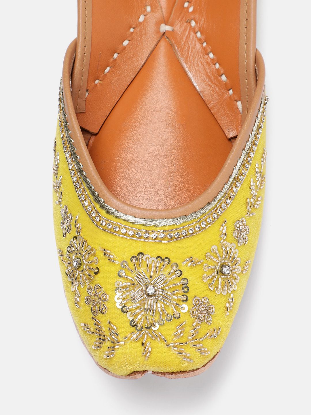 House of Pataudi Leather Sequined Embellished Mojaris
