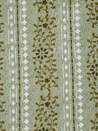 Myntra Elegant Homes Green Floral Pure Cotton 400 TC King Bedsheet Set 2.5m x 2.25m