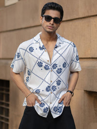 Powerlook Men Tartan Checked Spread Collar Casual Shirt
