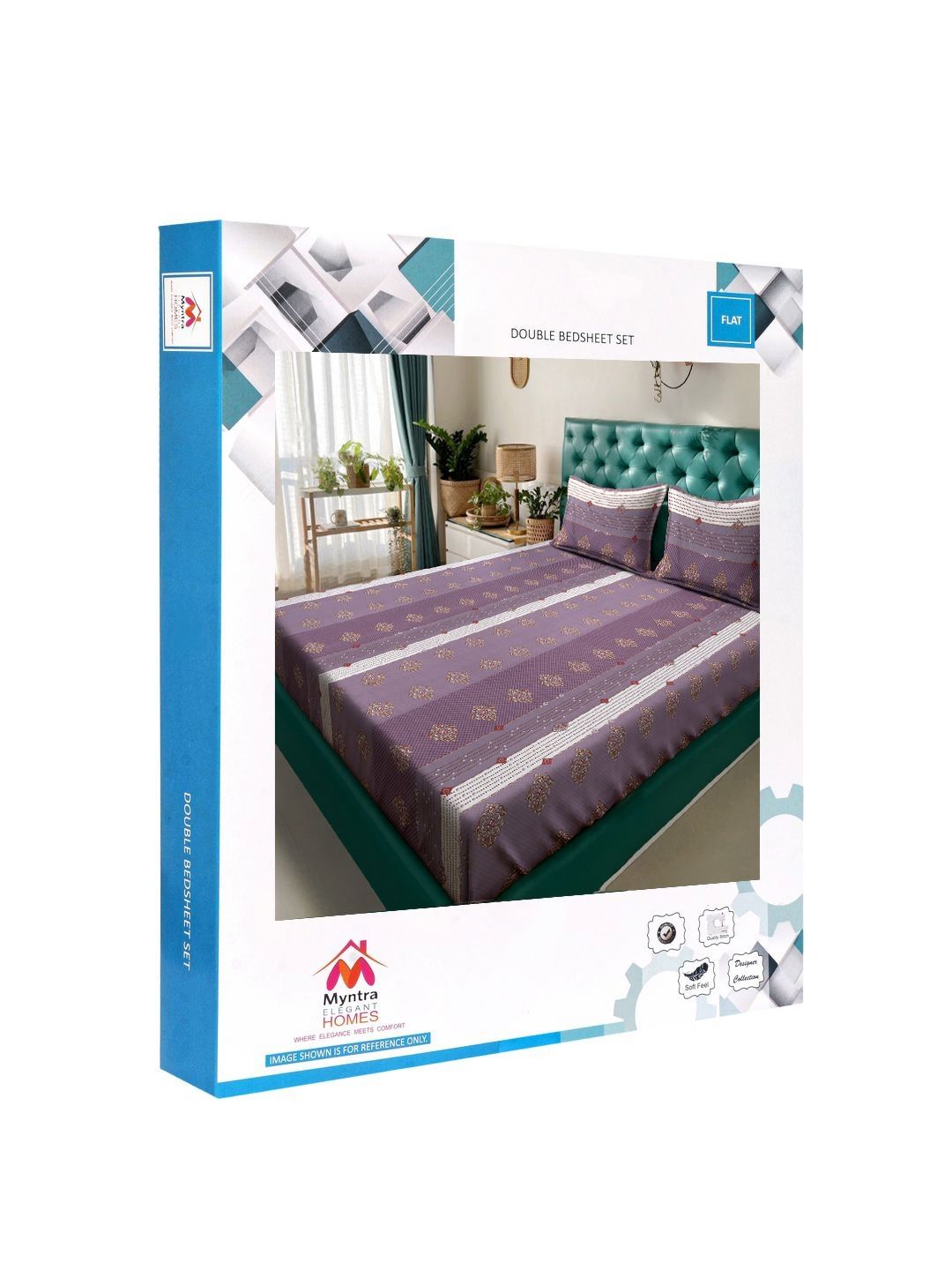 Myntra Elegant Homes Purple & White Printed 300 TC King Bedsheet Set 2.50 m x 2.25 m