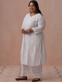 House of Chikankari Ethnic Motifs Viscose Rayon Straight Calf Length Kurta