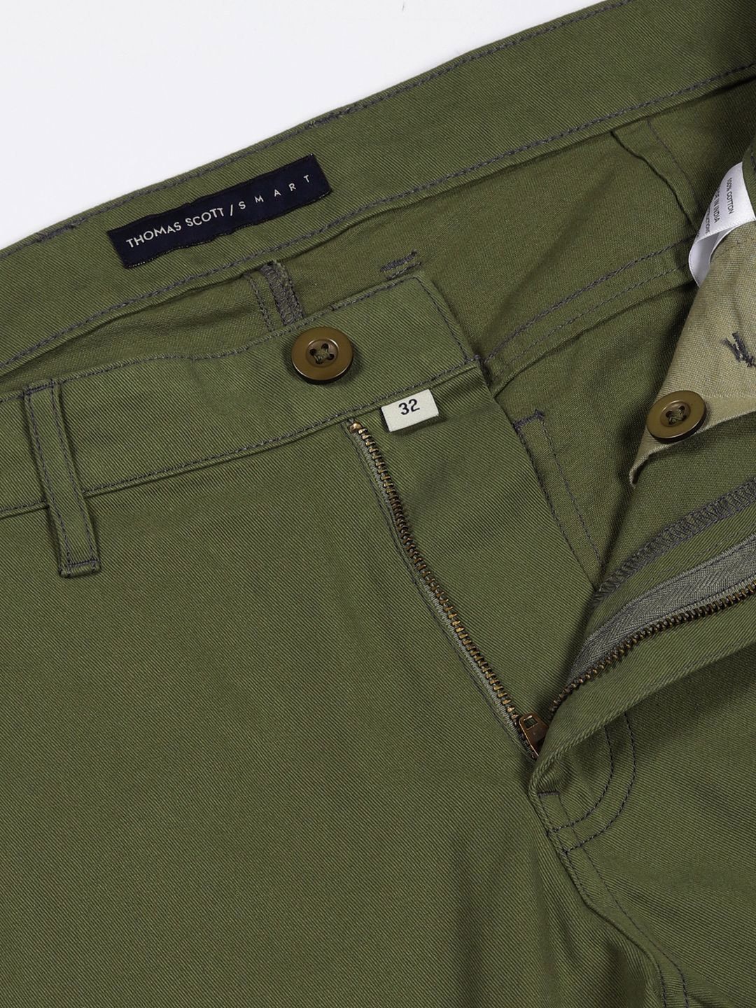 Thomas Scott Men Smart Regular Fit Mid-Rise Cotton Trousers