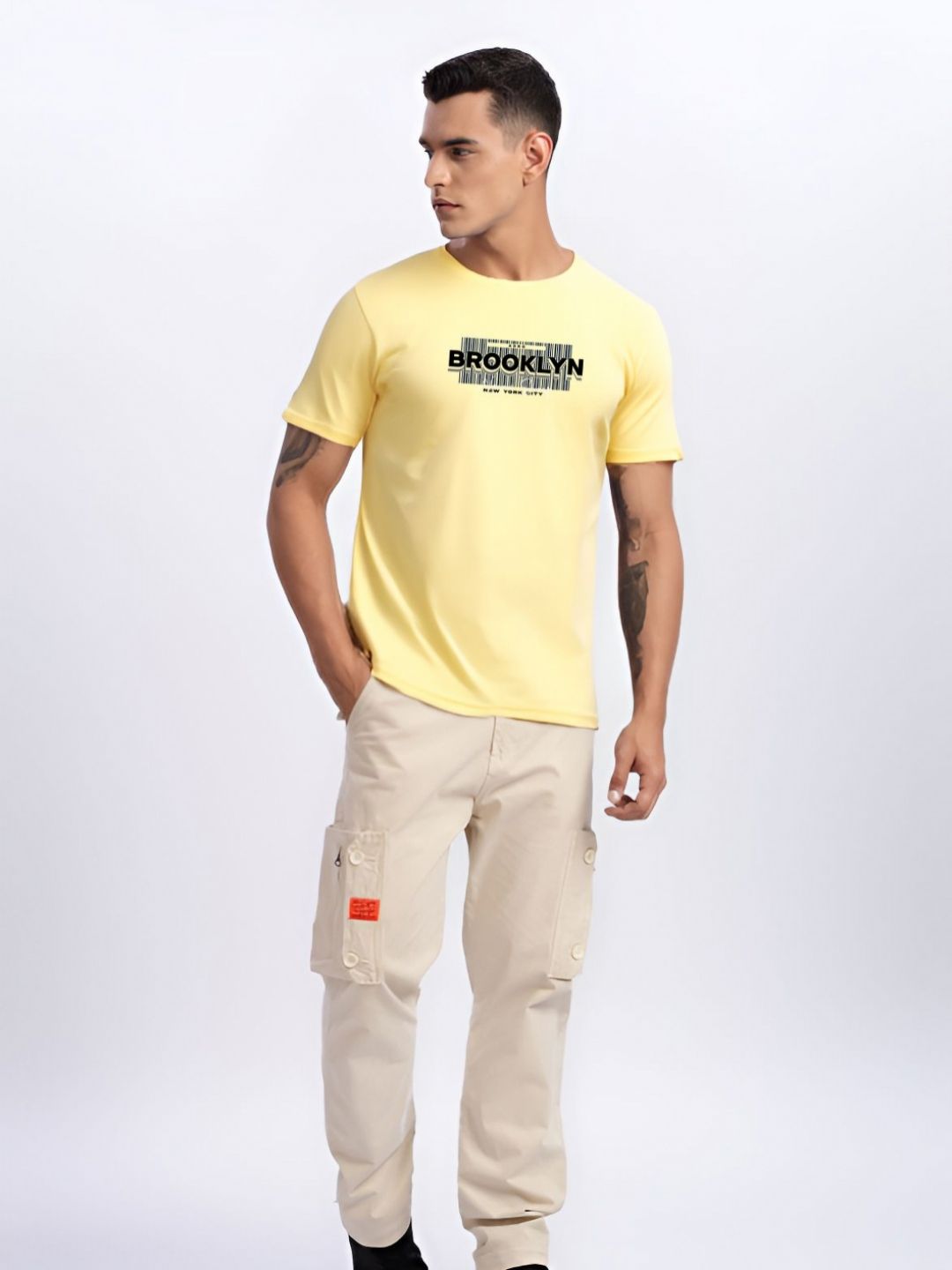 ADRO Typography Printed Round Neck Cotton T-shirt