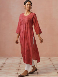 Rumah Wanita Chikankari Berhias Benang Kerja Chanderi Sutera Kurta