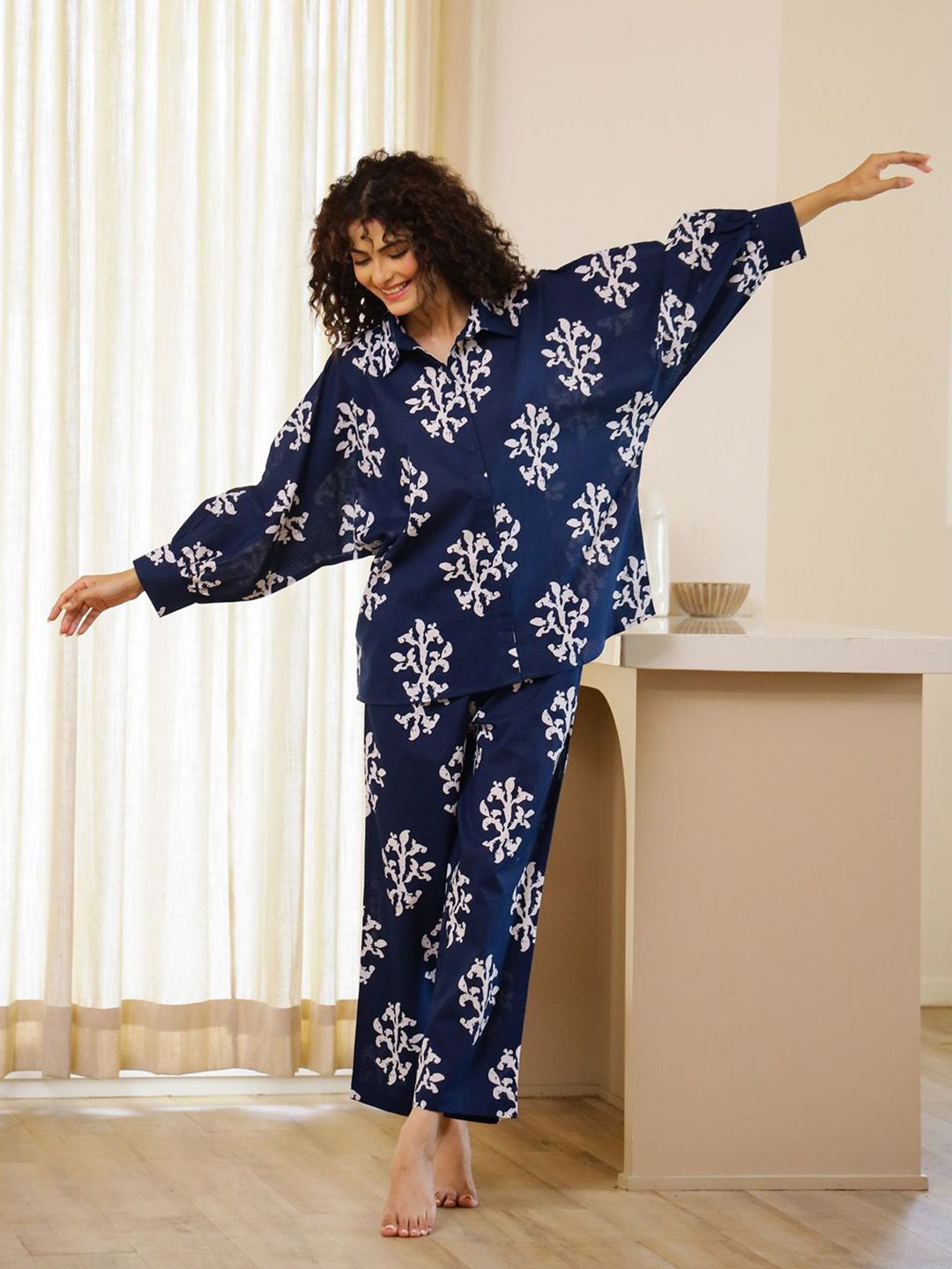 SANSKRUTIHOMES Women Printed Night suit